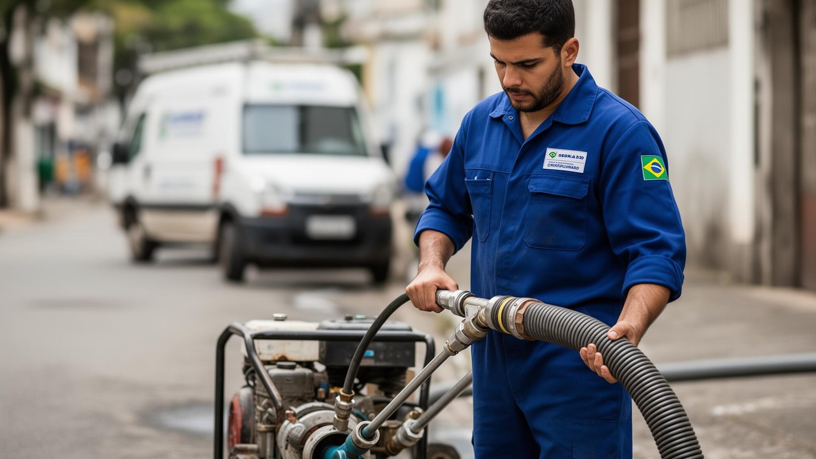 Desentupidora em Interlagos - profissional realizando desentupimento